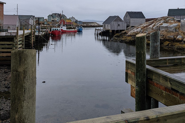 Small cove filled with fishing boats.