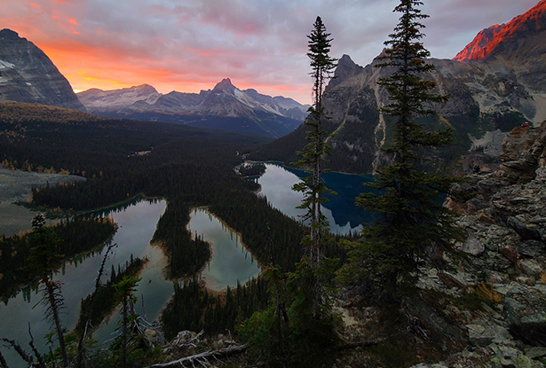 Canadian Rockies during a sunset.